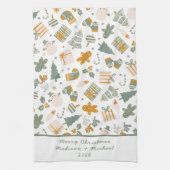 Groen en Goud Kerstfeest Theedoek (Verticaal)