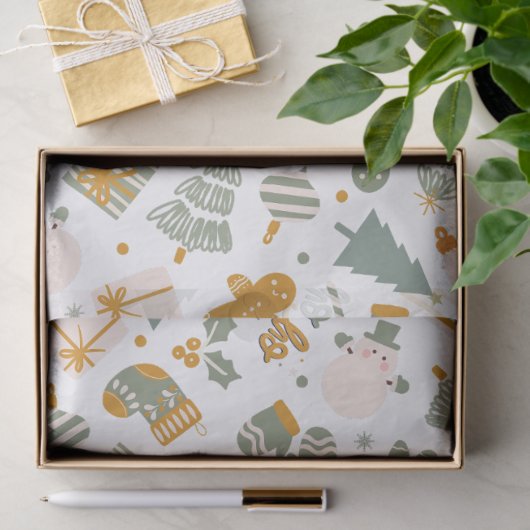 Groen en Goud Kerstfeest Tissuepapier (Geschenk)