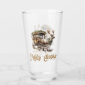  groen en goud Kerstmis Rendier Glas (Achterkant)