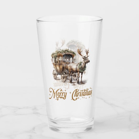  groen en goud Kerstmis Rendier Glas (Achterkant)