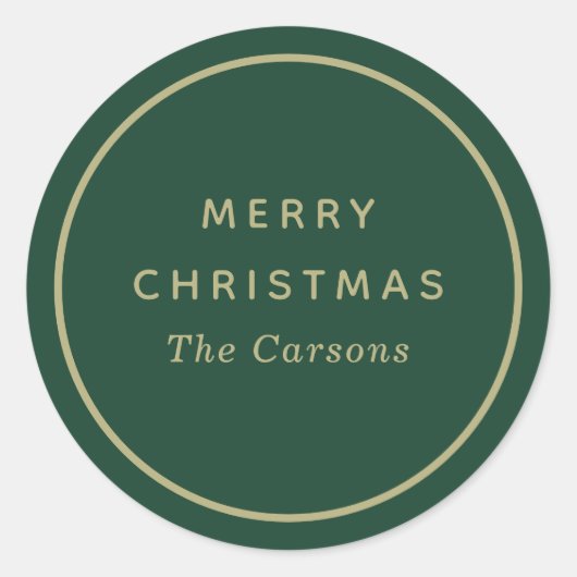 Groen en Goud Kerstmis Ronde Sticker (Voorkant)