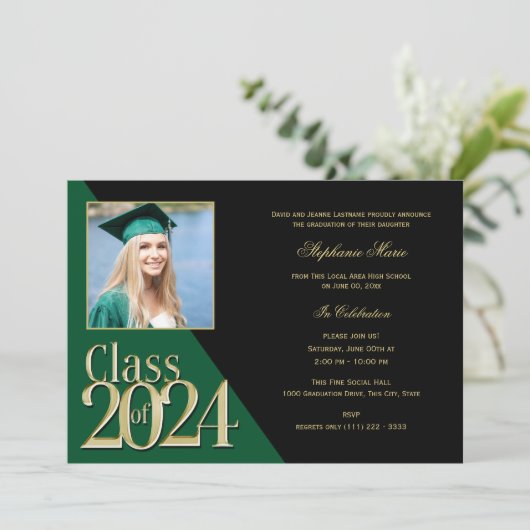 Groen en goud, klasse 2023 Multi-Photo Kaart (Staand voorkant)