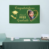 Groen en Goud Klasse van 2025 Afstuderen Foto Spandoek (Beurs)