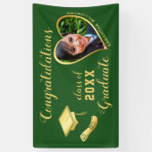 Groen en Goud Klasse van 2025 Afstuderen Foto Spandoek (Verticaal)