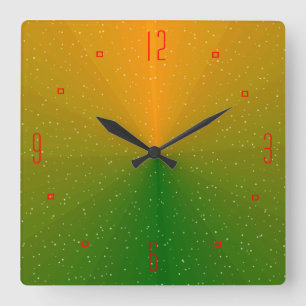 groen en goud >Klok voor gebarsten wanden Vierkante Klok