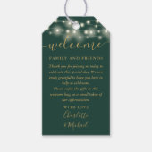 Groen En Goud Lichtjes Trouwgunst Welkomstmand Cadeaulabel (Voorkant)