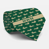 Groen en goud lopende teckel stropdas (Opgerold)