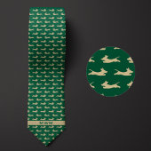 Groen en goud lopende teckel stropdas