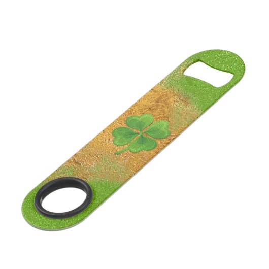 Groen en goud Lucky Shamrock Speed Bottle Opener Speed Flessenopener (Achterkant Gekanteld)