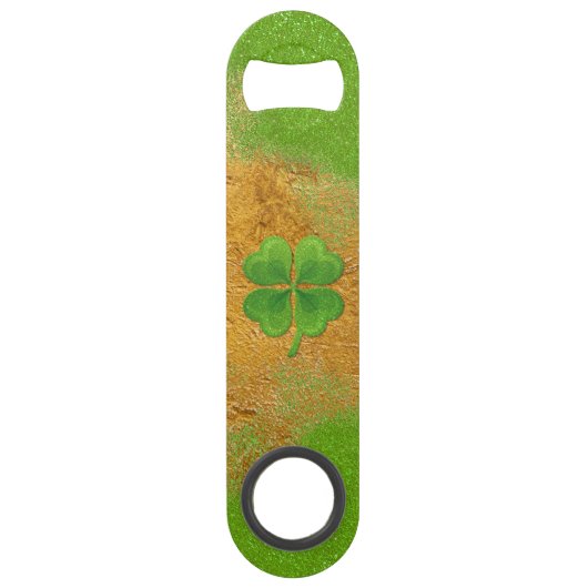 Groen en goud Lucky Shamrock Speed Bottle Opener Speed Flessenopener (Voorkant)