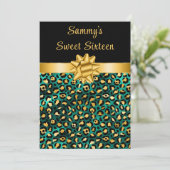 Groen en Goud Luipaard Print Sweet Sixteen Kaart (Staand voorkant)