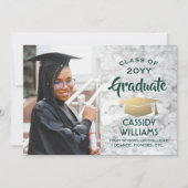 Groen en Goud Marmer Class Jaar Afstuderen Foto Kaart (Voorkant)