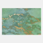 Groen en goud marmer  inpakpapier vel (Voorkant 2)
