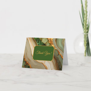 Groen En Goud Marmer Patroon Bedankkaart