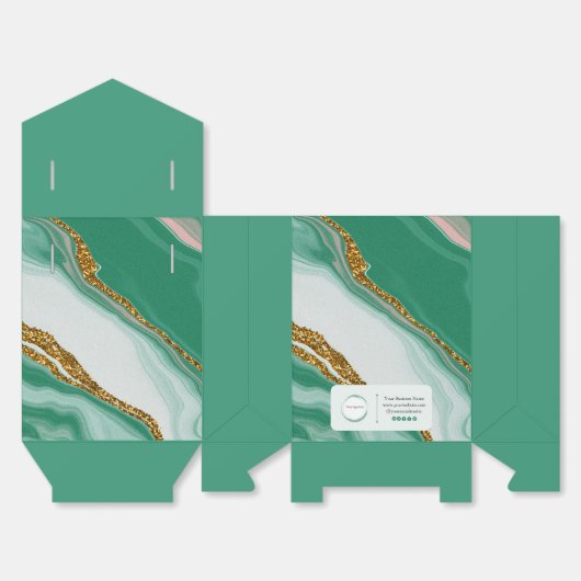 Groen en Goud Marmer Small Business Bedankdoosjes (Ongevouwen)