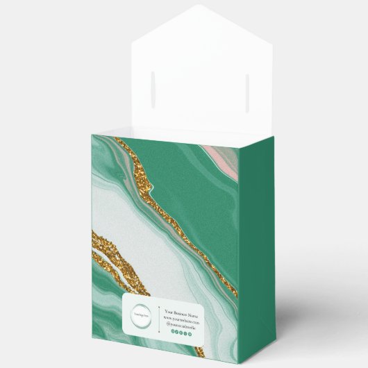 Groen en Goud Marmer Small Business Bedankdoosjes (Open)