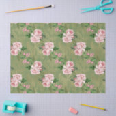 Groen en goud met roze rozen ontkoppeling tissuepapier (Craft)