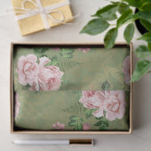 Groen en goud met roze rozen ontkoppeling tissuepapier (Geschenk)