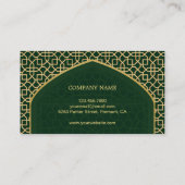 Groen en Goud Mihrab Bismillah Islamitische Visitekaartje (Achterkant)