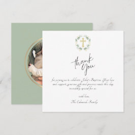 Groen en Goud Minimalistische Doop Bedankkaart
