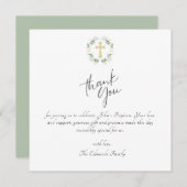 Groen en goud minimalistische doop bedankkaart (Voorkant / Achterkant)