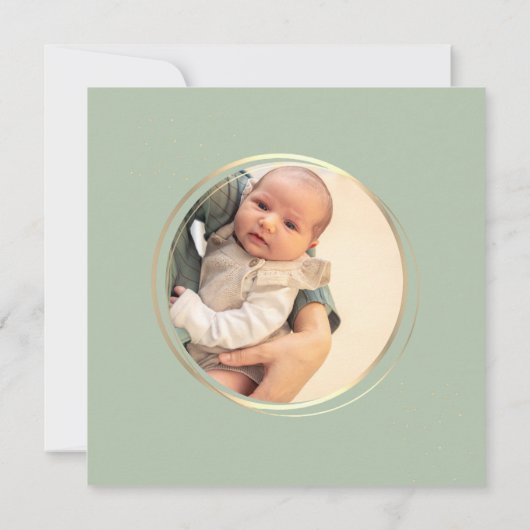 Groen en goud minimalistische doop bedankkaart (Achterkant)