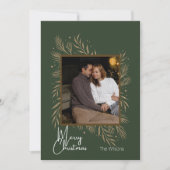 Groen en Goud Minimalistische Kerst Kaart (Voorkant)