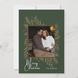 Groen en Goud Minimalistische Kerst Kaart