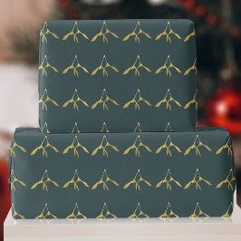 Groen en Goud Mistletoe Patroon Wrapping Papier