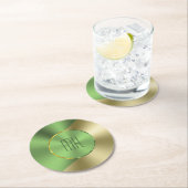 Groen en goud Modern metaal Ronde Kartonnen Onderzetter (Insitu)