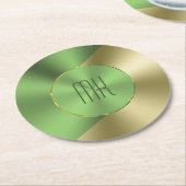 Groen en goud Modern metaal Ronde Kartonnen Onderzetter (Gebogen)