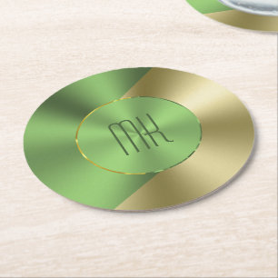 Groen en goud Modern metaal Ronde Kartonnen Onderzetter