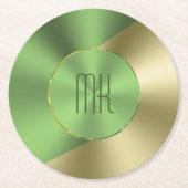 Groen en goud Modern metaal Ronde Kartonnen Onderzetter (Voorkant)