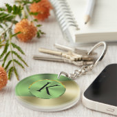 Groen en goud Modern metaal Sleutelhanger (Voorkant Rechts)