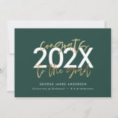groen en goud modern script stijlvol afstuderen (Voorkant)