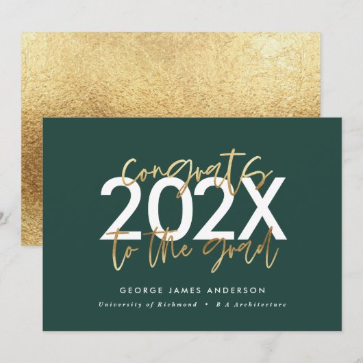 groen en goud modern script stijlvol afstuderen (Voorkant / Achterkant)