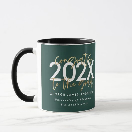 groen en goud modern script stijlvol afstuderen mok (Links)