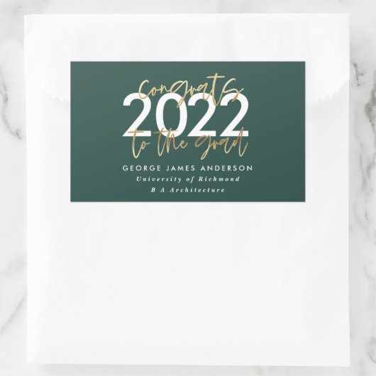 groen en goud modern script stijlvol afstuderen rechthoekige sticker (Tas)