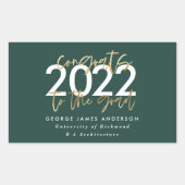 groen en goud modern script stijlvol afstuderen rechthoekige sticker (Voorkant)