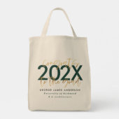groen en goud modern script stijlvol afstuderen tote bag (Achterkant)