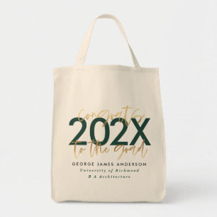 groen en goud modern script stijlvol afstuderen tote bag