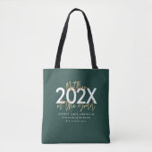 groen en goud modern script stijlvol afstuderen tote bag (Voorkant)