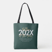groen en goud modern script stijlvol afstuderen tote bag (Achterkant)
