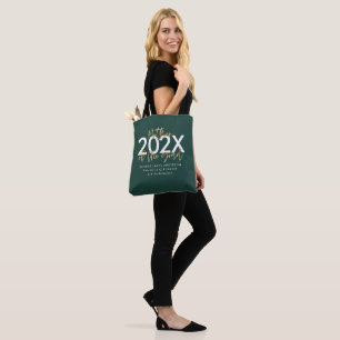 groen en goud modern script stijlvol afstuderen tote bag
