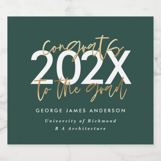 groen en goud modern script stijlvolle gradatie sparkling wijnetiket (Enkel label)