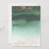Groen en goud Modern Waterverf Ombre Wedding Kaart (Achterkant)