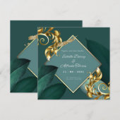 Groen en Goud Moderne Virtuele Huwelijksuitnodigin Kaart (Voorkant / Achterkant)