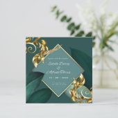 Groen en Goud Moderne Virtuele Huwelijksuitnodigin Kaart (Staand voorkant)