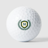Groen en Goud Monogram Logo Crest Golfballen (Voorkant)