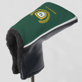 Groen en Goud Monogram Logo Crest Golfheadcover (3/4 voorkant)